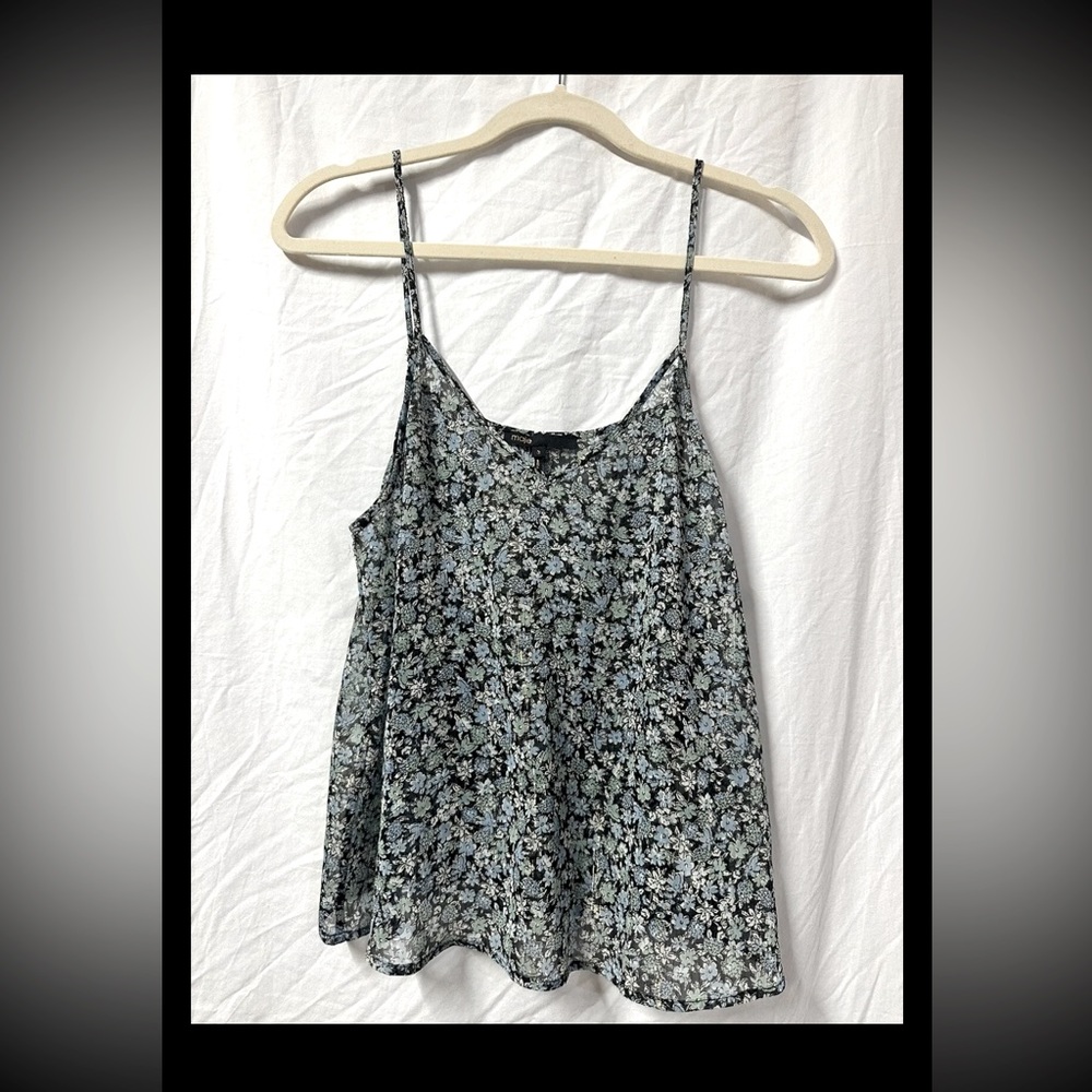 MAJE  Metallic Floral Spaghetti Strap Tank Top Size 3 Large